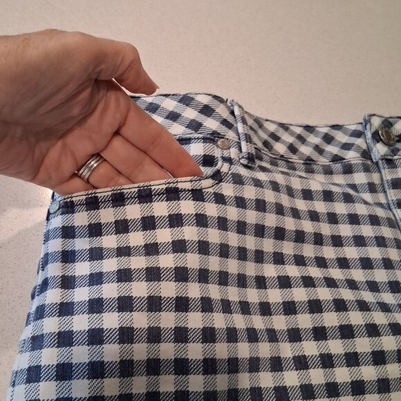Talbots Denim A-Line Fancy Gingham Blue & White Skirt Women's Size 16/18 - Picture 7 of 14